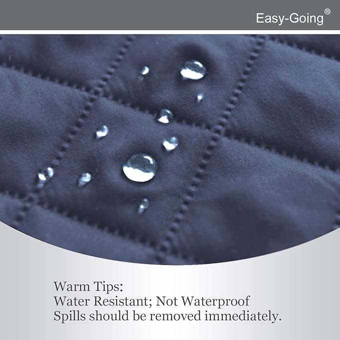 Easy-Going 4 Seater Sofa Slipcover Reversible Sofa Cover Water Resistant Couch Cover with Foam Sticks Elastic Straps Furniture Protector for Pets Children Dog Cat (XX-Large, Dark Blue/Ivory)