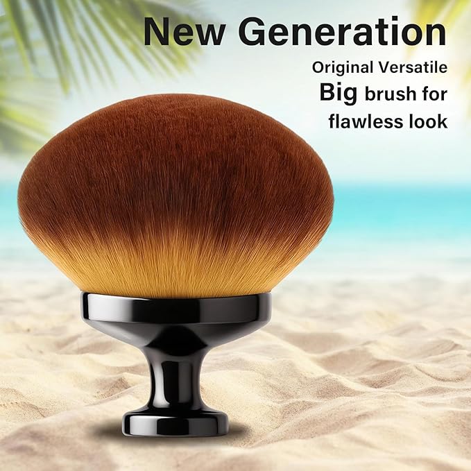Extra Large Body Makeup Brush For Self Tanner, Leg Makeup &Bronzer Blend,90 mm Wide-headed Kabuki Brush Provides More Even &Pretty Application, Sunscreen Face& Back Makeup Brush, Wet&Dry Use- Black