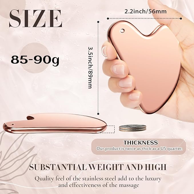 Nuanchu Stainless Steel Gua Sha Facial Tools Metal Guasha Tool for Face Body Jawline Shaper, Double Chin Reducer, Puffiness Reducing, Lymphatic Drainage Massager Skin Care Gift with Pouch(Pink)