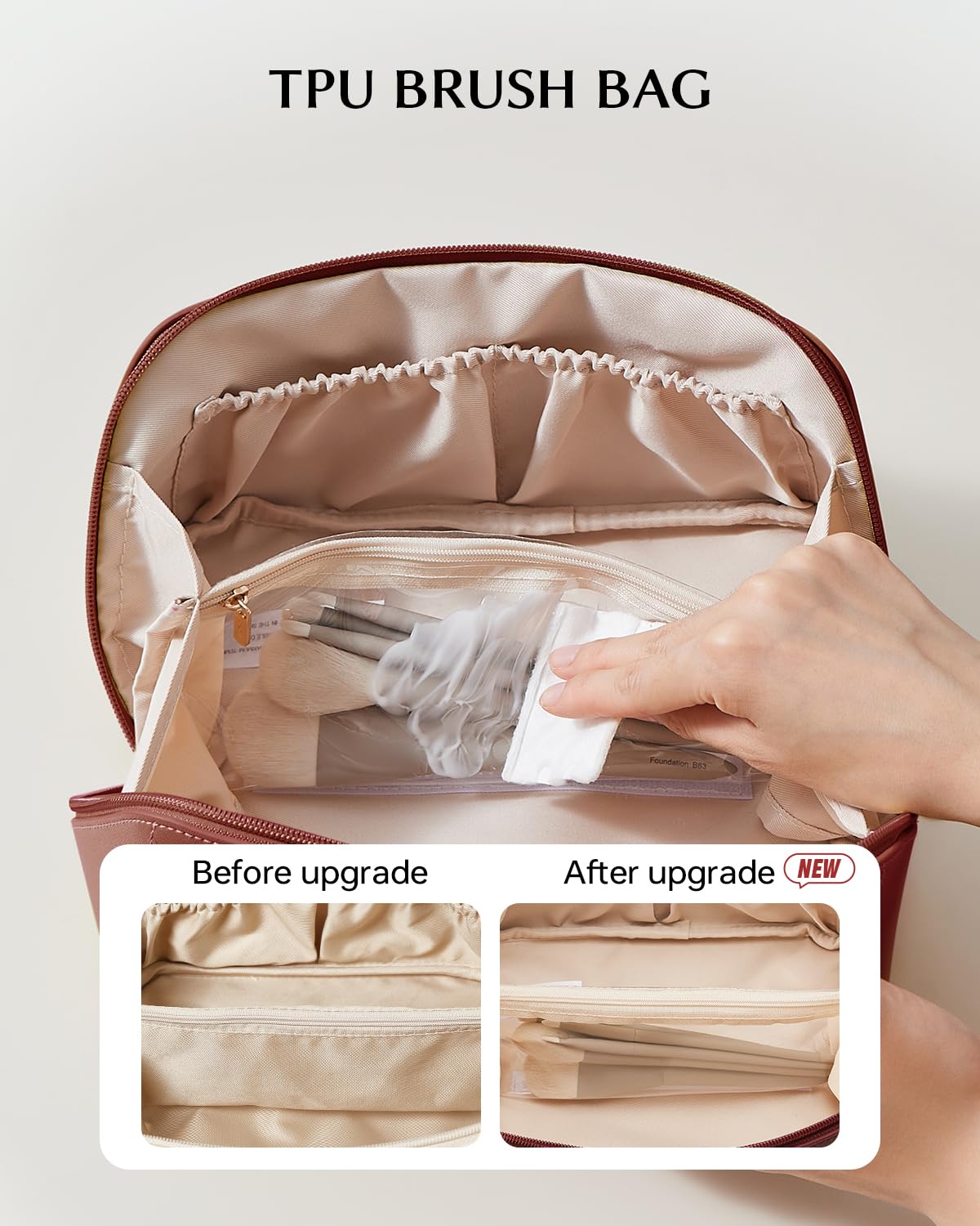 EACHY Travel Makeup Bag,Large Capacity Cosmetic Bags for Women,Portable Pouch Open Flat Toiletry Bag Make up Organizer with Divider and Handle