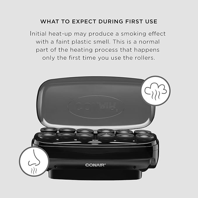 Conair Hot Rollers for Long,Medium & Short Hair,12 Jumbo 1 ÃÂ½" Heated Hair Rollers with Clips,Hot Curlers for Women,Volume & Curls,Amazon Exclusive,Black,(Pack of 4)