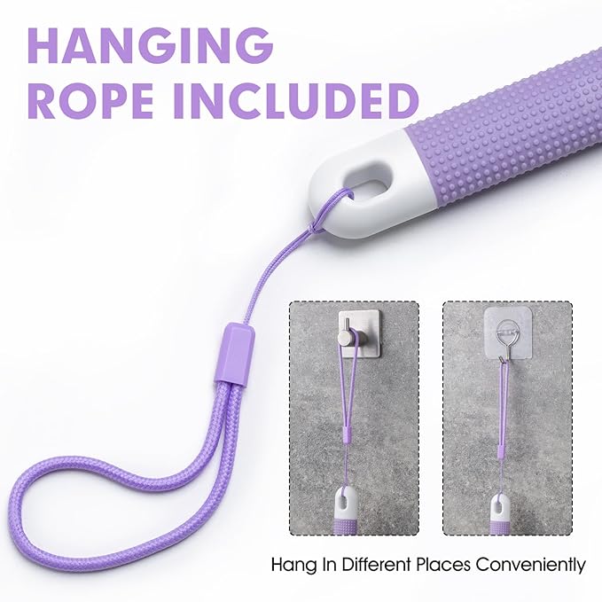 Backski Back Scrubber Anti Slip for Shower, Long Handle Bath Brush with Stiff and Soft Bristles for Exfoliation, Dual-Use Shower and Dry Body Brush(Purple)
