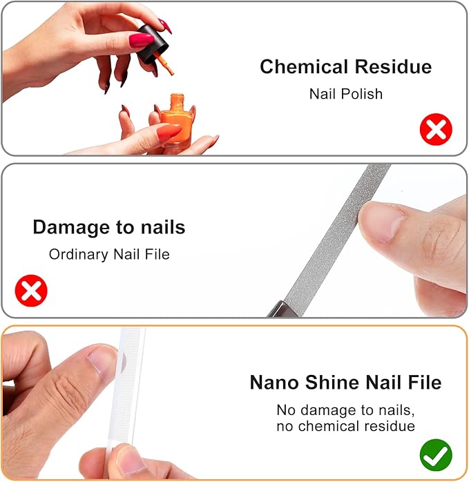 16 Pcs Nano Glass Nail Files for Natural Nails Shiner Crystal Glass File Buffer Double Sided Crystal Nail File Fingernail Files for Women Adults for Shaping Polishing Buffer Shiner