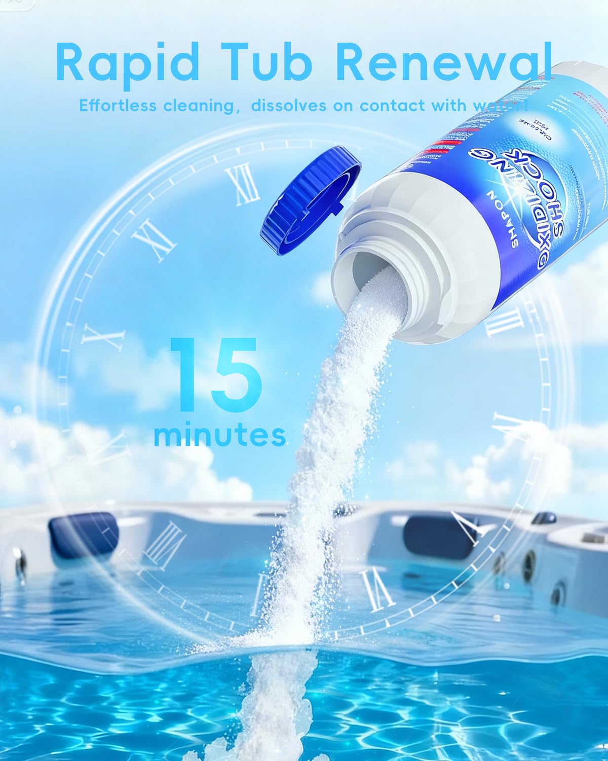 SHAPON 32 Oz Non-Chlorine Hot Tubs Shock, Spa Oxidizer for Clean Water (2 Pack)
