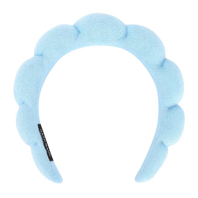 Women Spa Headband, Blue - Soft and Comfortable Headband for Washing Face, Makeup Removal, Yoga, Sports, Skincare, Hair Accessories for Women and Girls