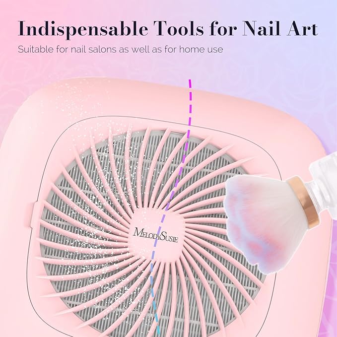 MelodySusie Nail Art Dusting Brush,Dust Collector Brush, Blush Brush, Boose Powder Brush,Makeup Brushes Acrylic Nail Tools, Pink-purple