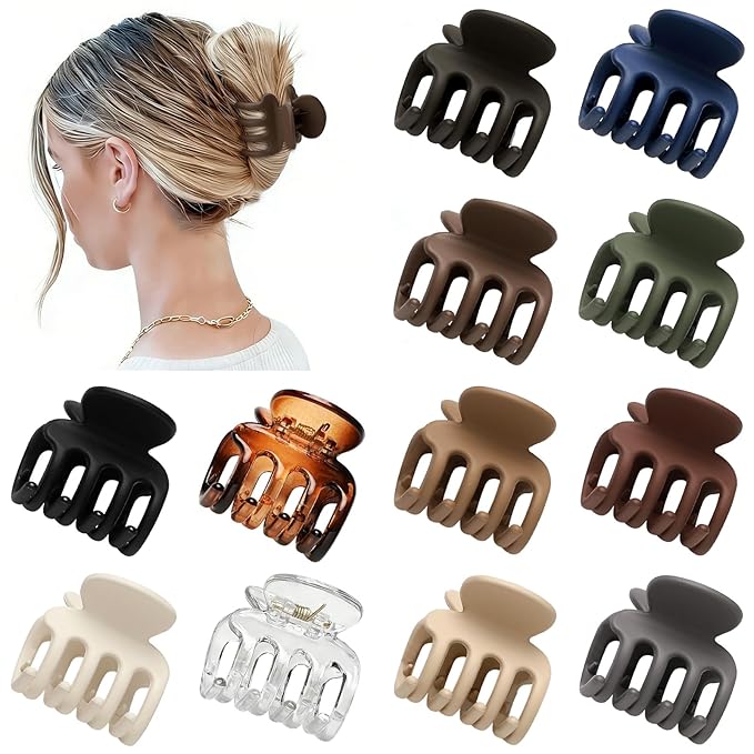 12Pcs Hair Clips for Women 1.8 Inch Small Claw Clips for Thin Hair Medium Hair Claw Clips for Thick Hair Accessories for Women Girls (Transparent)