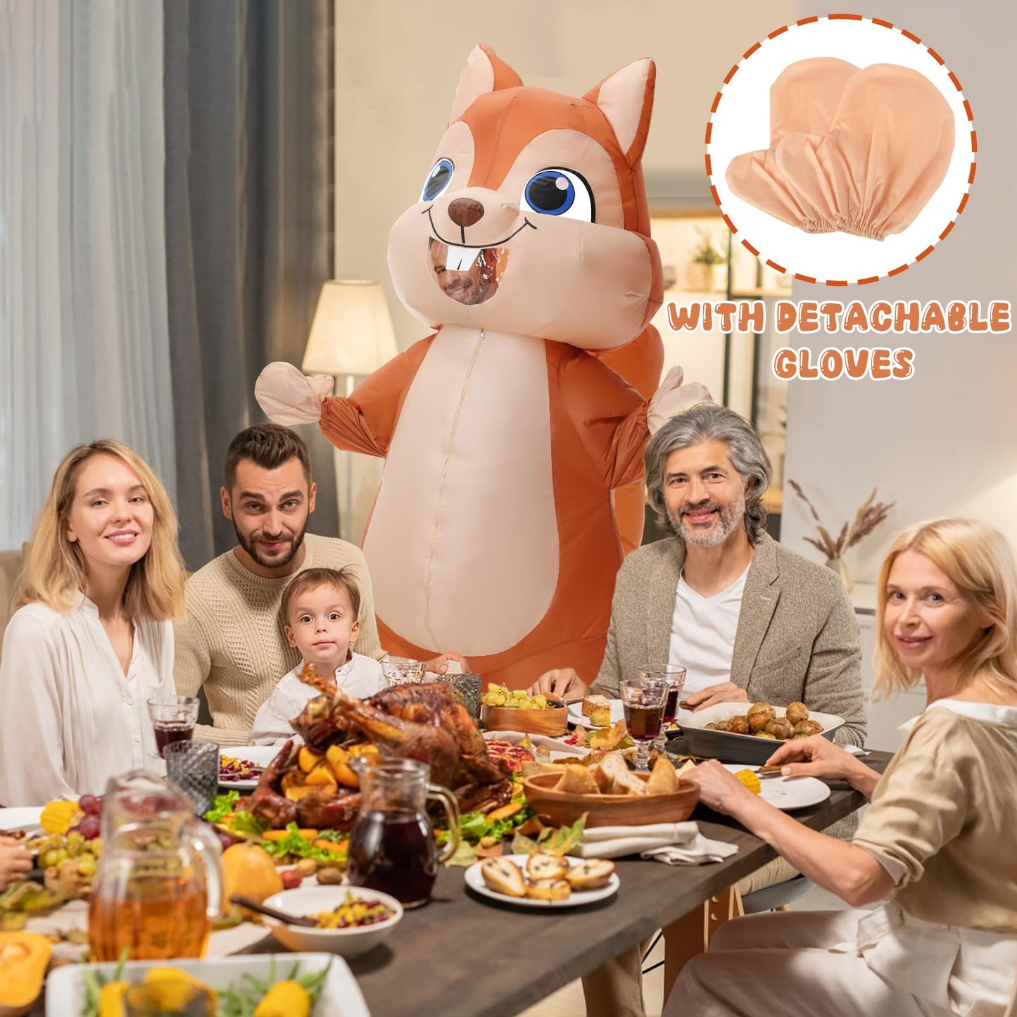 Spinosaurus Inflatable Squirrel Costume for Adult Christmas and Thanksgiving - Funny Blow Up Animal Suit for Halloween - Men and Women