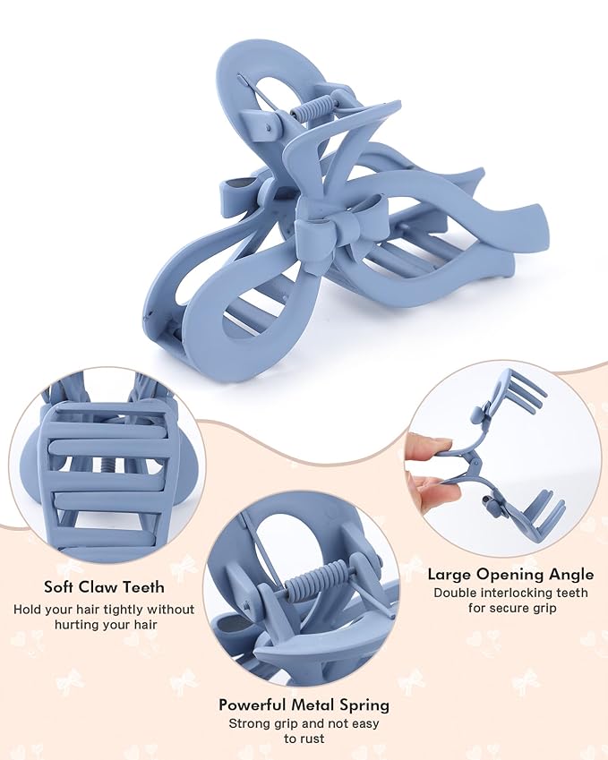 4 PCS Bow Hair Clips for Women Bow Claw Clip 5" Extra Large Hair Claw Clips for Thick and Long Hair Cute Bows Big Clip