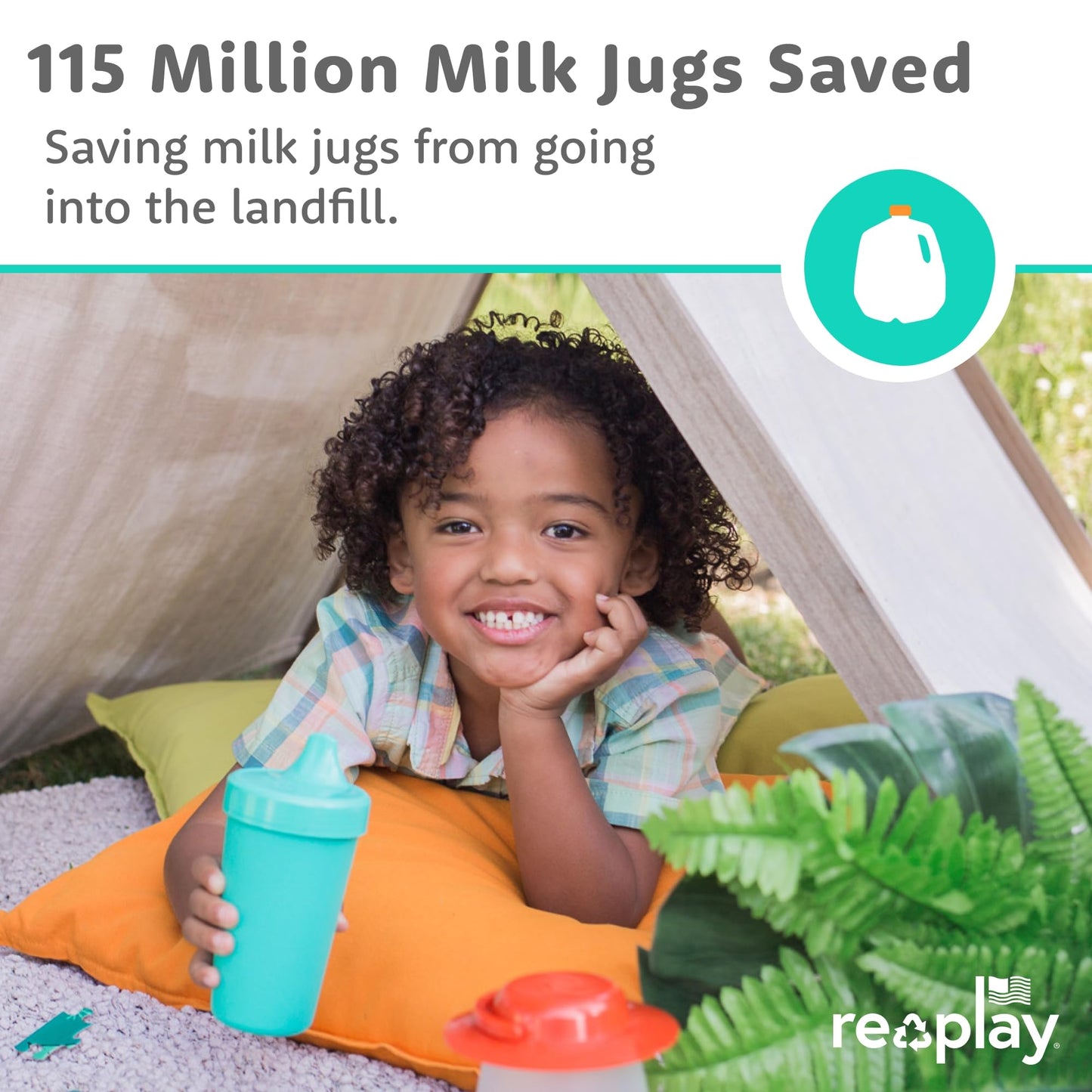 Re-Play Spill-Proof Sippy Cups for Toddlers - Kids Reusable 10 Oz Set of 3, Dishwasher & Microwave Safe, Made in USA, A True Blue