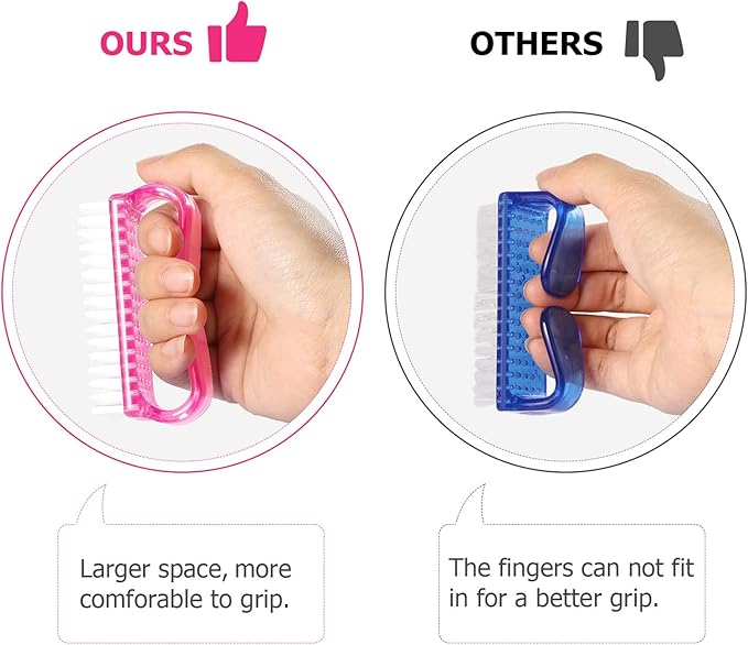 Handle Grip Nail Brush, Hand Fingernail Brush Cleaner Scrubbing Kit Pedicure for Toes and Nails Men Women (4 Pack) (Color-2)