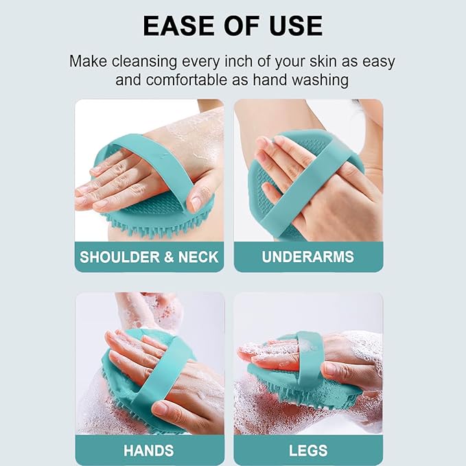 Silicone Body Scrubber Shower Brush Super-Exfoliating Body Brush & Non-Slip Strap, Loofah Alternative Bath Scrubber for Sensitive/All Skin Types, Gentle Massage & Effective Shower Exfoliation