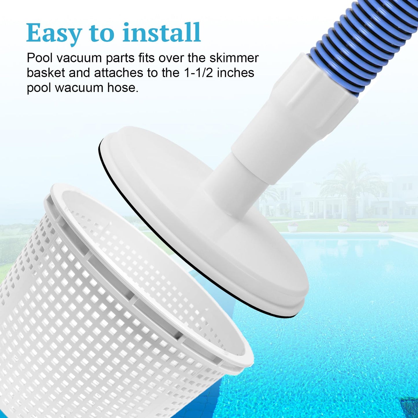 OJP SP1106 Pool Skimmer Vacuum Plate and 1-1/2 Inch Pool Spiral Wound Vacuum Hose Cuff for Hayward 1082 SP1084 SP1085 SP1075, In-Ground Pool Skimmer Basket Vac Vacuum Hose Cover Plate Replacement