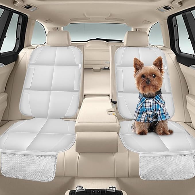 Meolsaek Car Seat Protector for Child Car Seat, Durable 600D Fabric Waterproof Car Seat Cover with Thick Pad Non-Slip Backing，No Imprints (Light Gray-2 pcs)