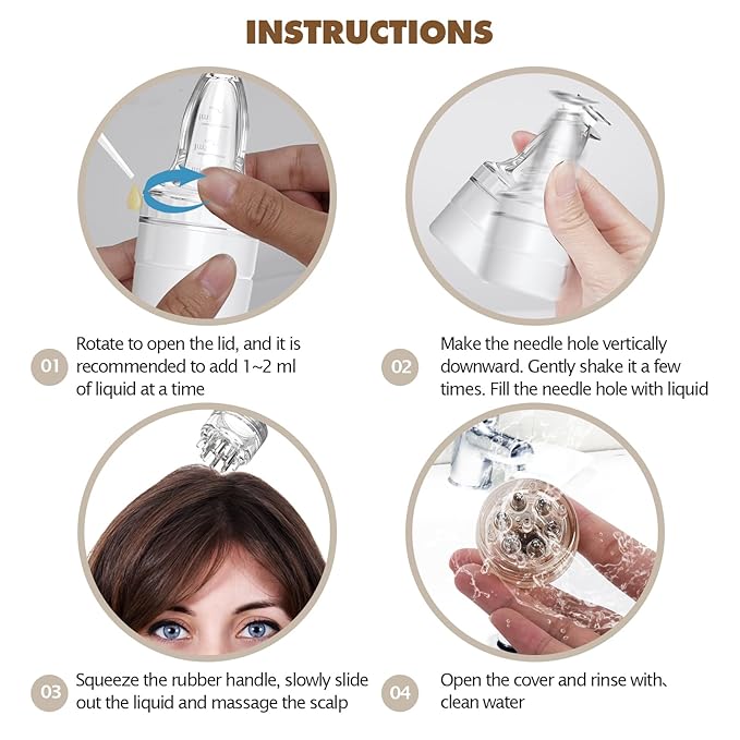 DAPENG Scalp Applicator Comb,Minoxidil Applicator Tool,Hair Oil Essential Serum Liquid Massager for Hair Growth, Follicle Care Treat Hair Loss Thinning (Transparent*4)