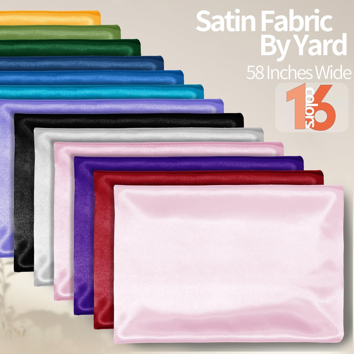 Homiest Pink Satin Fabric by The Yard, 10 Yards x 58 Inch Charmeuse Satin Fabric Silky & Shiny Cloth Fabric, Smooth Bridal Satin Fabric for Wedding Dress, Clothing Making, DIY Crafts, Sewing