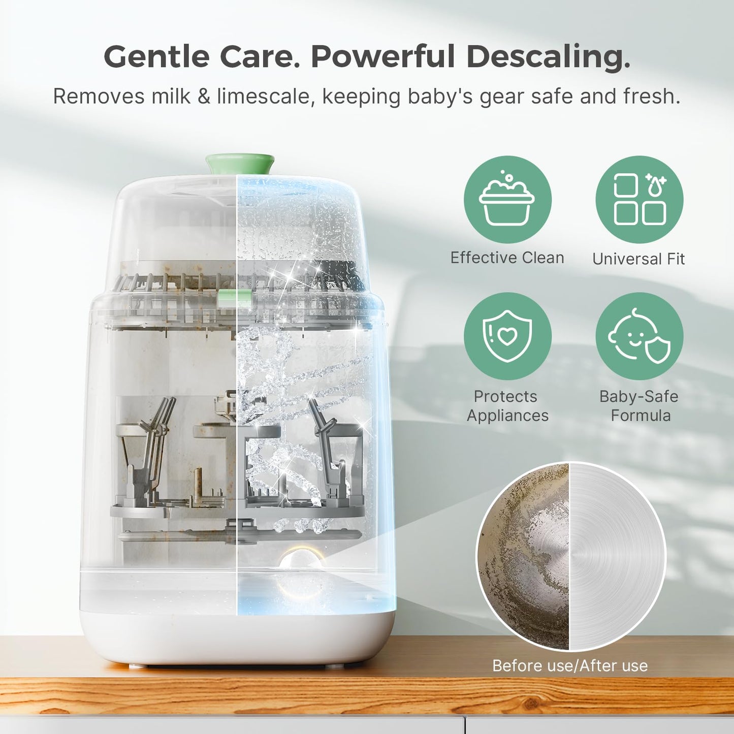 Momcozy Official Descaling Tablets, Compatible KleanPal Pro Baby Bottle Washer, Descaler for Milk & Limescale Removal, 30 Count
