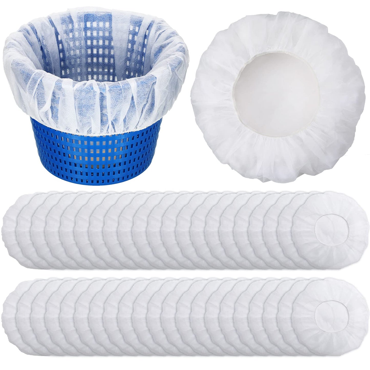 Janmercy 200 Pcs Pool Skimmer Socks Fine Mesh Basket Strainer Screen Liners Savers Clean Debris and Leaves for Inground and Above Ground Pool Filters Baskets Skimmers(White)