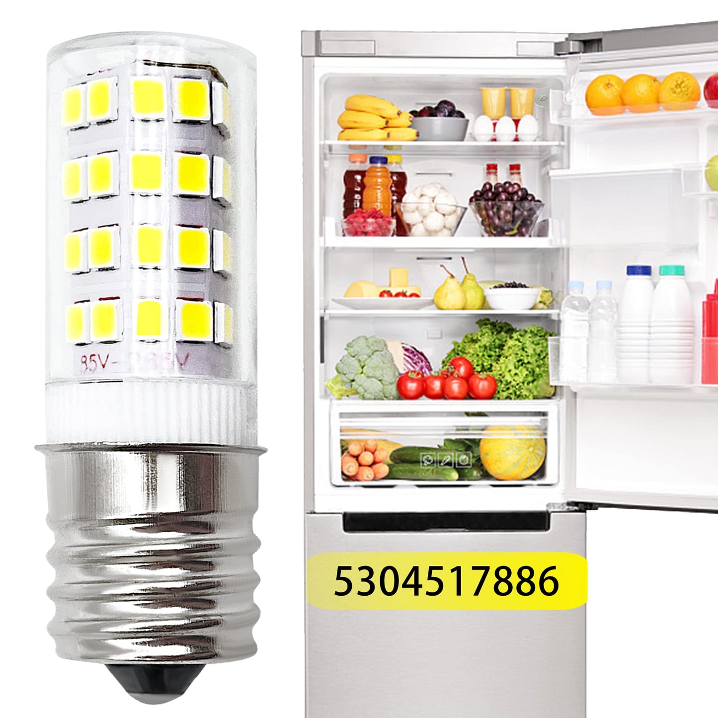 SigeIy 5304517886 KEI D28a KEL2811 LED Bulb*2 E17 3.8W Compatible with Frigidaire Kenmore Electrolux Crosley 100V-265V Freezer Lamp Replace 5304498578 7297114000 7241552801 5304495326