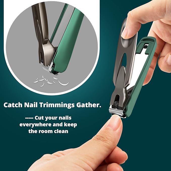 Nail Clippers Set-3 Pack,Fingernail Clippers& Toenail Clipper for Men&Women,Nail Clippers with Catcher,Nail Cutter for Thick Toe Nails,Stainless Steel Ultra Sharp Sturdy Mess-Free Nail Clipper Kit