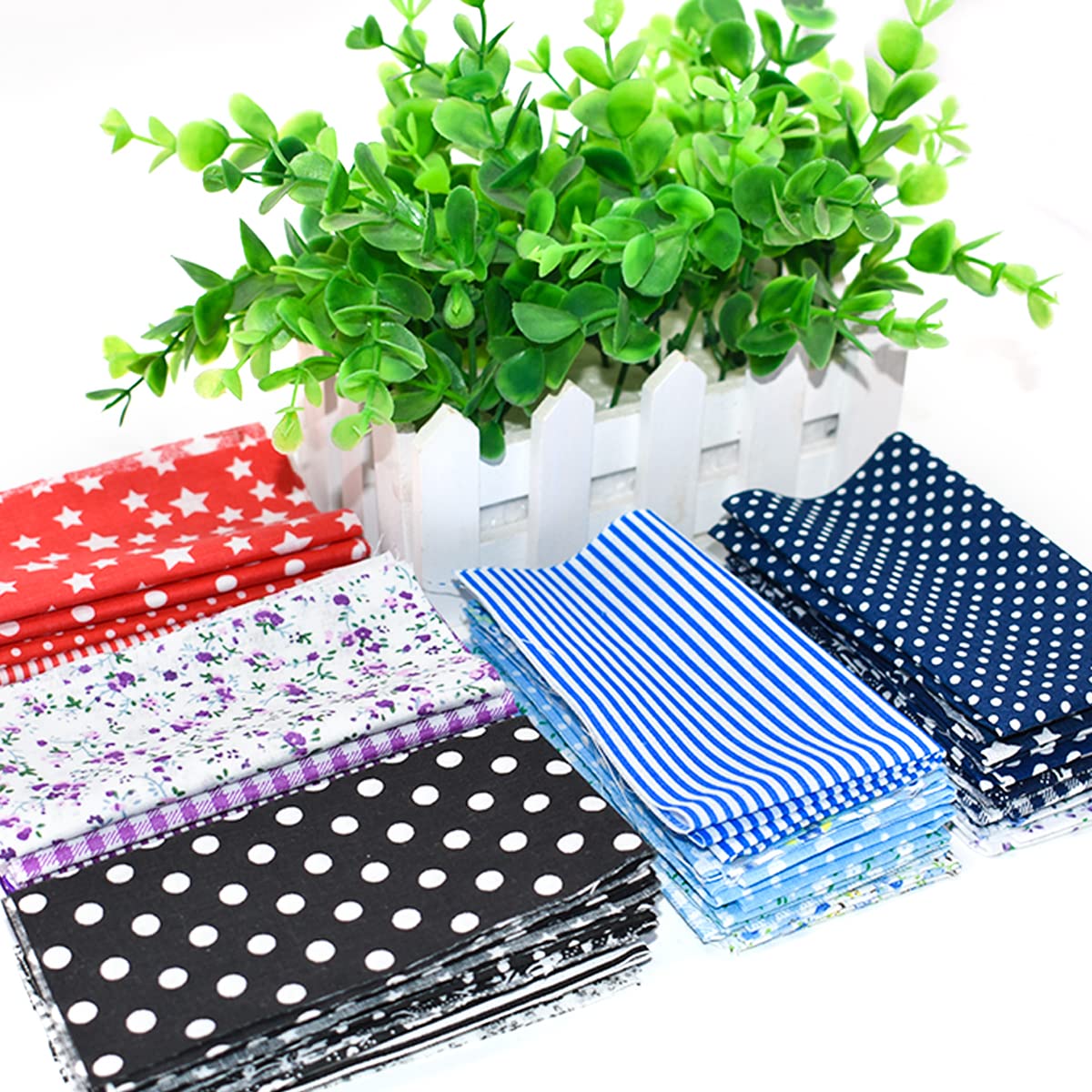 56Pcs 10"x10" Quilting Cotton Fabric Squares Sheets Pre-Cut Multi-Color No Repeat Design Printed Floral Craft Fabric for DIY Sewing Scrapbooking Quilting Craft Patchwork (56 Different Patterns)