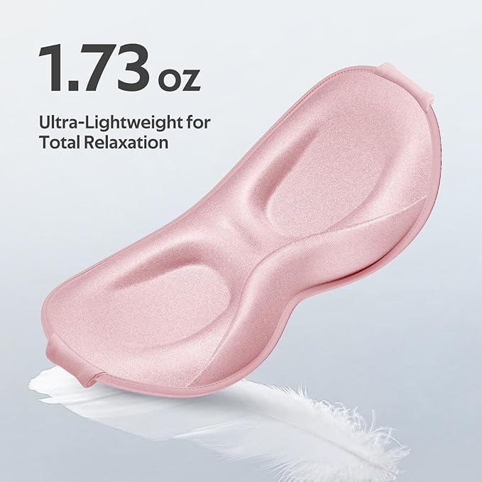 Sleep Mask for Women Men - 100% Blackout Eye Masks for Sleep - 3D Soft Sleeping Mask for Side Sleepers - Zero Pressure Lash Extensions Eye Cover Shade for Airplane Travel Essentials, Pink
