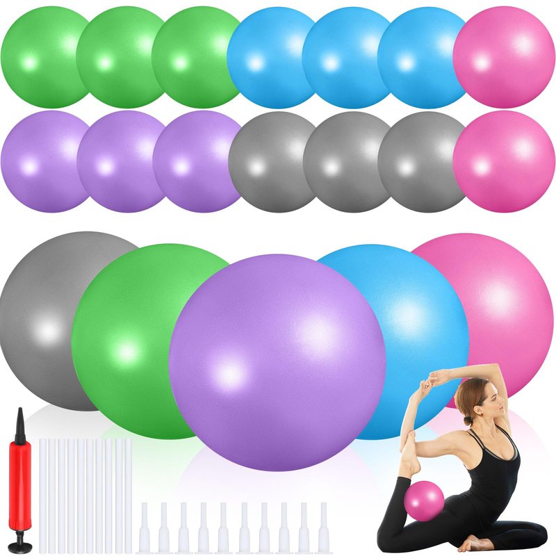 Sotiff 20 Pcs Small Exercise Pilates Ball Bulk 9 Inch Mini Yoga Ball Anti Burst and Slip for Stability Fitness Physical Therapy Stretching & Core Workout at Home Gym Class(Pink,Purple,Blue,Gray,Green)
