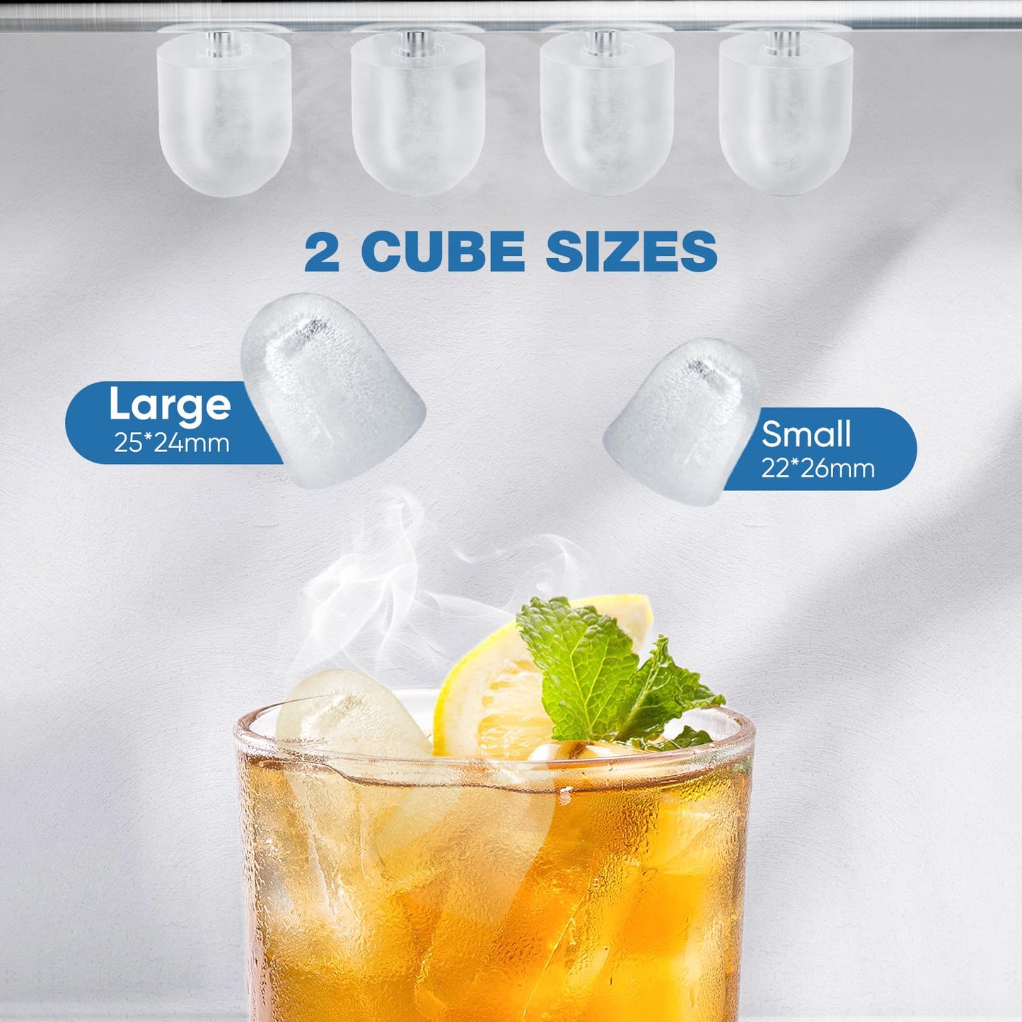 Sweetcrispy Portable Ice Maker Countertop with Ice Scoop, Basket and Handle, 9 Ice Cubes in 6 Minutes, 26.5lbs/24Hrs, Self-Cleaning with 2 Sizes of Bullet Ice for Kitchen, Office, Bar, Ink Black