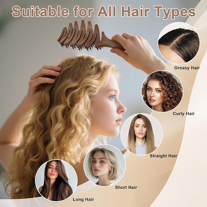 Boar Bristle Hair Brush for Fine Hair - Ultimate Smoothing Vented Detangler Wet Brush for Women, Gentle Scalp Massage, A Great Gift