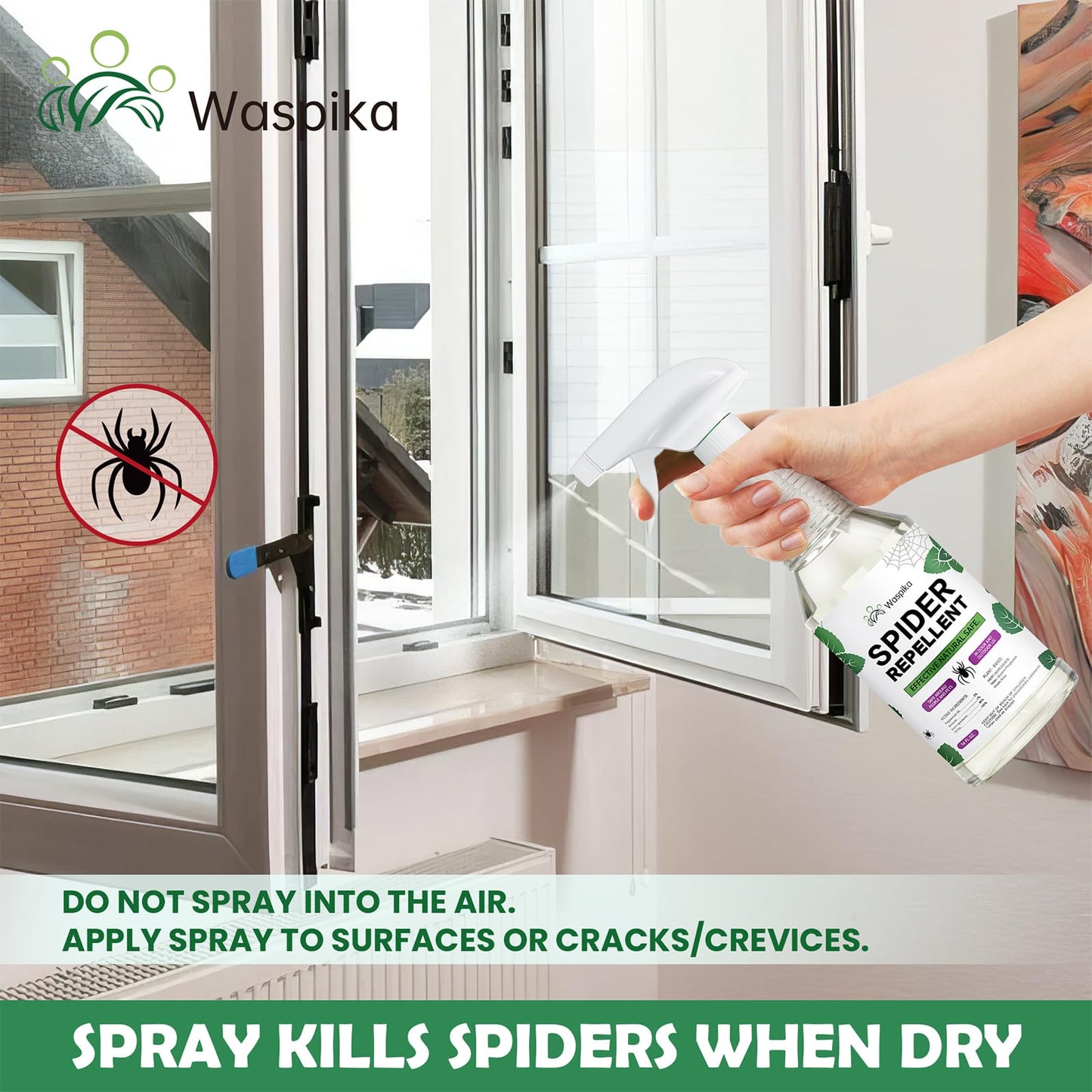 Waspika Peppermint Oil Insect and Spider Repellent Spray, Repels and Kills Ants and Bugs, Extra Strength Natural Plant Based Pest Control for Home, Kitchen and Garden, Safe for Family and Pets, 16 oz