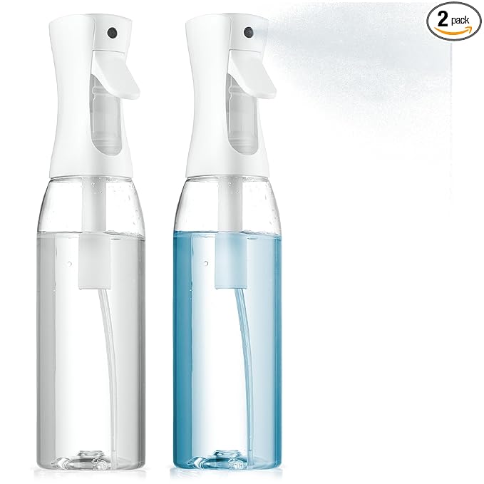 2 Pack Continuous Spray Bottle for Hair & Cleaning - 17 OZ Ultra Fine Mist Sprayer | Water Spray Bottle Mister (2pk 17oz)