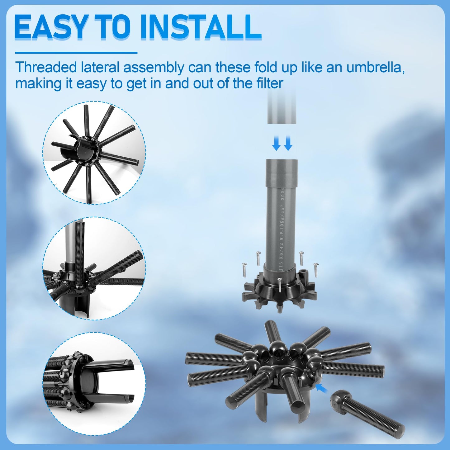 SX244DA Lateral Assembly with Center Pipe for Hayward s244t Sand Filter Tank, Pool Threaded Lateral Compatible with Hayward S244TC, S270T, S270T2 Sand Filter, Spa Pool Sand Filter Replacement Parts