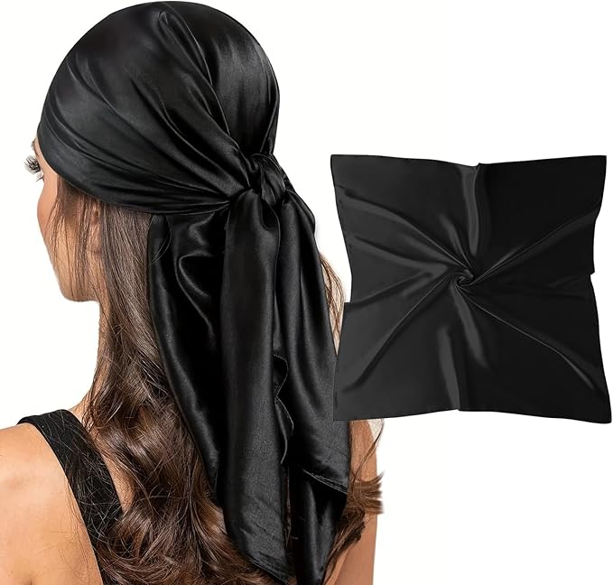 vimate 35" Square Silk Like Head Scarf - Women's Fashion Satin Scarf Bandana for Hair Wrapping at Night.