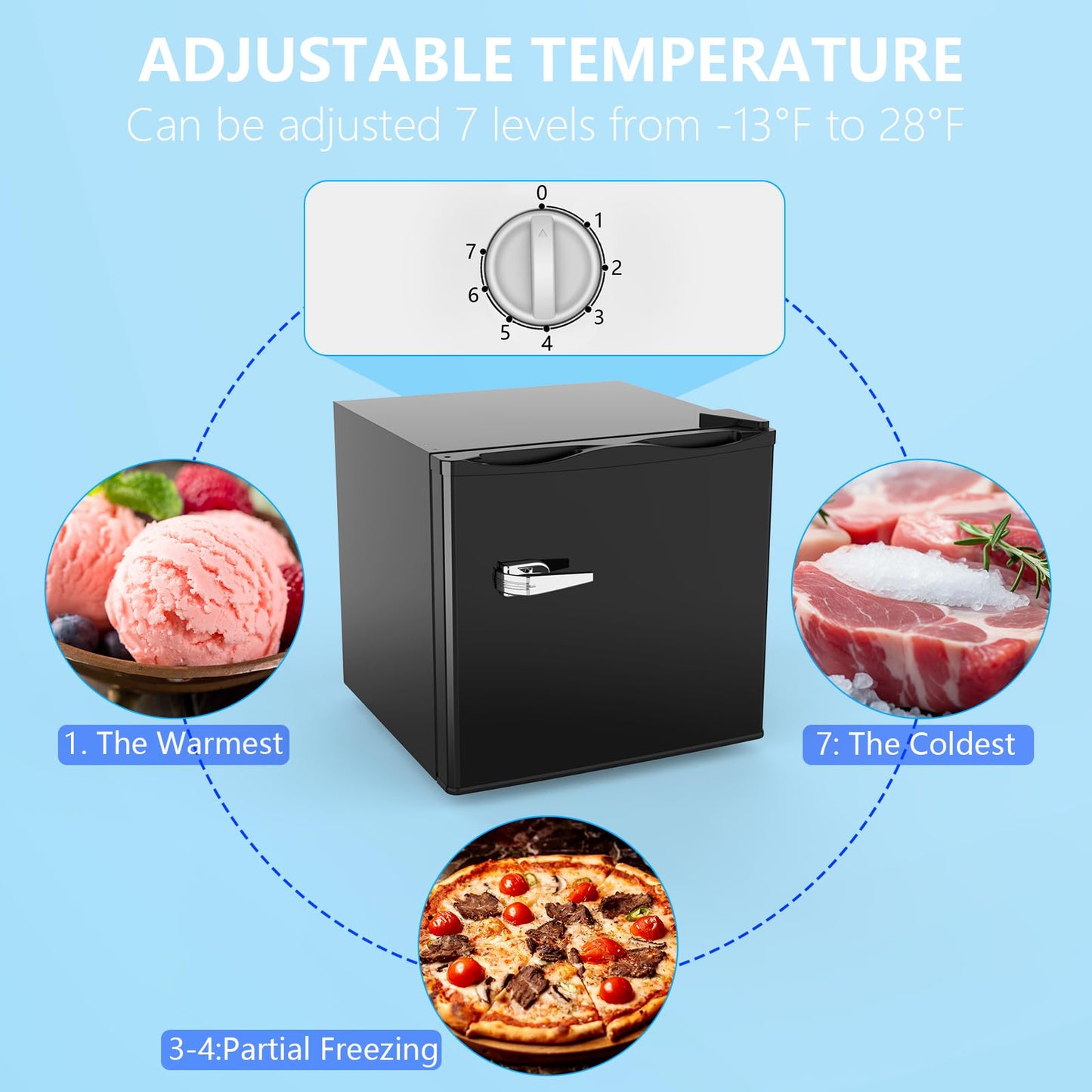 COWSAR 3.0 Cu.Ft Upright Freezer, Small Freezer Standing Deep Freezer with Adjustable Thermostat, Removable Shelves & Reversible Door, Fast Cooling for Office,Dorm,Apartment,Commerical