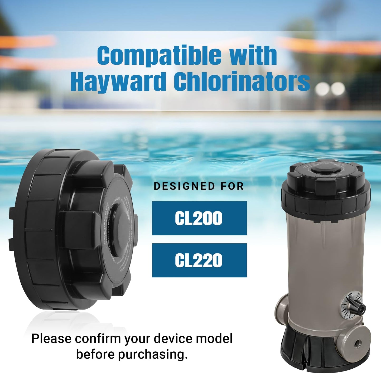 AR-PRO Replacement Chlorinator Lid Cover for CL200, CL220 - Compatible with Hayward Pool Automatic Chlorinator Parts - Made of Durable ABS Material