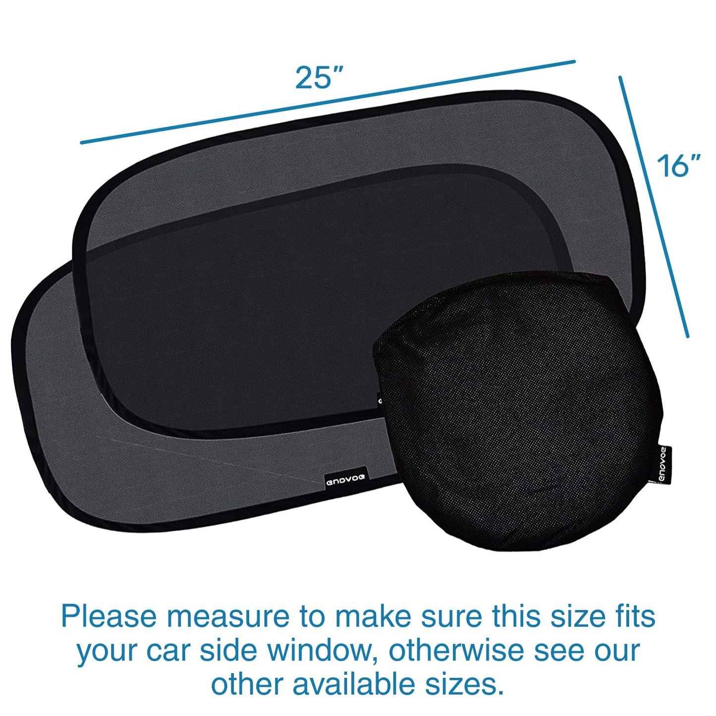 Enovoe Car Window Shade for Baby - (4 Pack) - XL - 25" x 16" - Cling Car Sun Shade for Windows - Sun, Glare and UV Rays Protection for Your Child