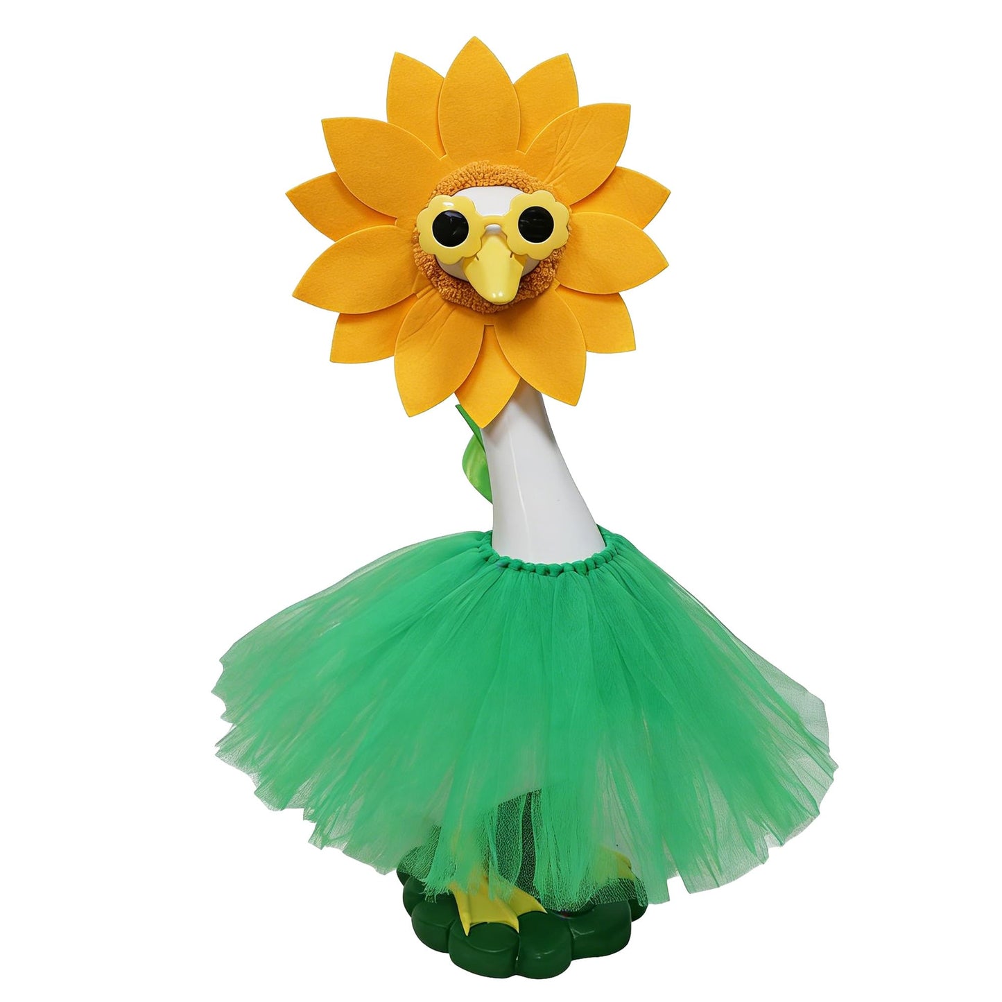 20" Porch Goose Statue with Sunflower Sunglasses Outfit – Large Resin Garden Duck Sculpture – Weatherproof Outdoor Yard Art & Indoor Decor – Whimsical Housewarming Gift for Women, Mom & Garden Lovers