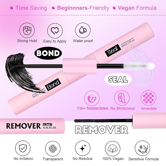 Pawotence Lash Extension Kit DIY 280pcs Individual Lash Clusters Kit 30D 40D Cluster Eyelash Extensions Kit with Bond and Seal, Remover, Tweezers for Self Use (30D&40D, 9-16mm, All Kit)