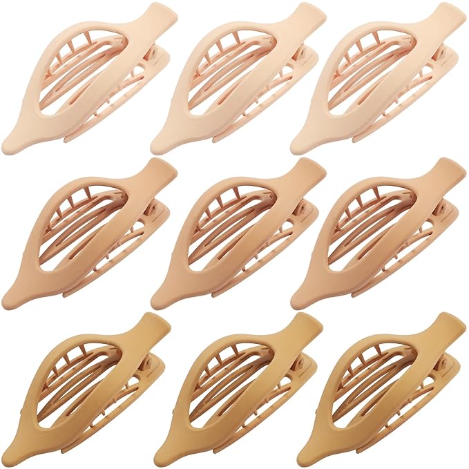 9 Pack Flat Hair Clips for Women, Matte Claw Clips for Thick & Thin HairÃ¯Â¼ÂYellow)