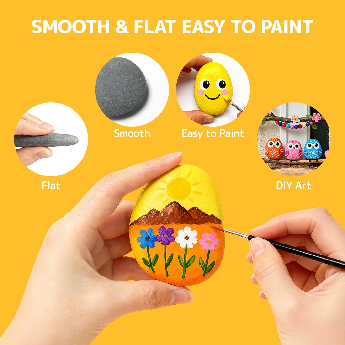 Simetufy 100Pcs Rocks for Painting Bulk, 2"-3" Painting River Rocks, Flat & Smooth Natural Stones for Arts, Crafts, Painted Gift for Adults Family Time, Kindness Stones, Decoration