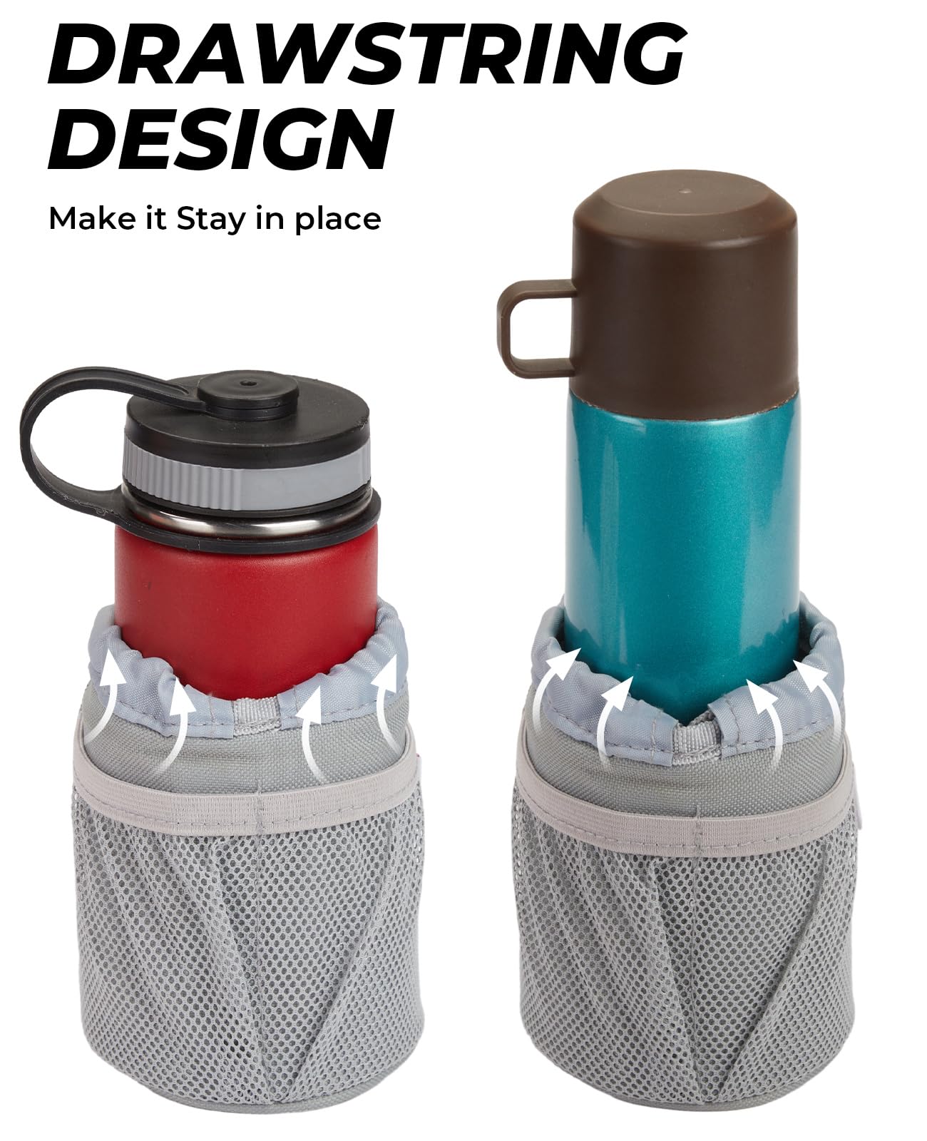 KEMIMOTO Motorcycle Cup Holder, Oxford Fabric Motorcycle Drink Holder with 0.6"-1.5" Alligator Clamp, Universal Water Bottle Cup Accessories for Bike, ATV/UTV, Scooter, Boat, Walker, Gray