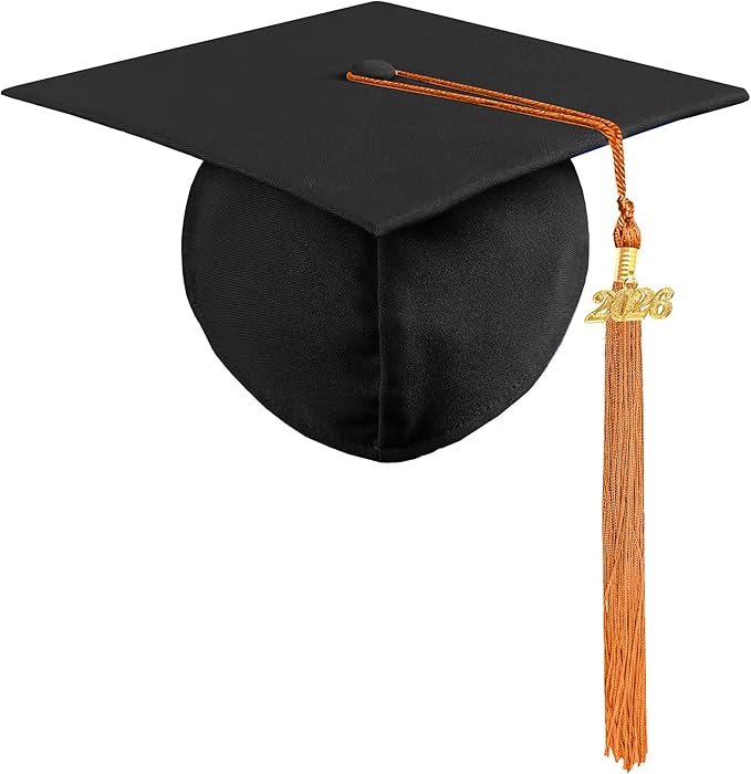 Graduation Cap with 2026 Tassel Year Charm Black Graduation Cap for High School & Bachelor