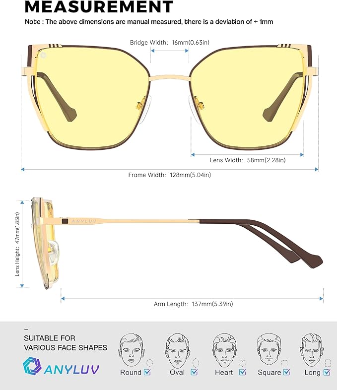 ANYLUV Blue Light Glasses for Woman Men, Womens Blue Light Blocking Glasses Computer Glasses Anti Eyestrain