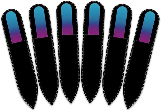Mont Bleu Rainbow Crystal Nail File in Black Pouch - Small/Purse Size - Czech Tempered Glass - Handmade in Bohemia (Czech Republic)