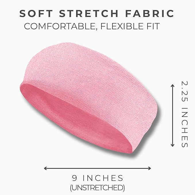 Styla Hair Headbands for Women Stretch Fashion Head Bands 10 Pack Non-Slip Head Wraps Great for Spa, Sports, Yoga, Pilates, Running, Gym Headband, Workouts (Pink)
