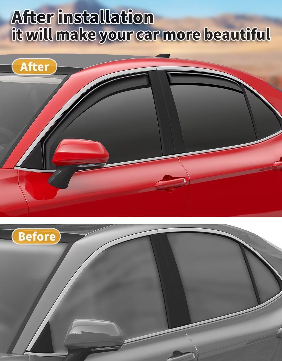 Saleago in-Channel Window Rain Guards Fit for Toyota Camry 2018 2019 2020 2021 2022 2023 2024 Extra Durable Window Visors Window Deflectors Vent Visors Vent Shades Car Accessories-4 pcs 2-Q14