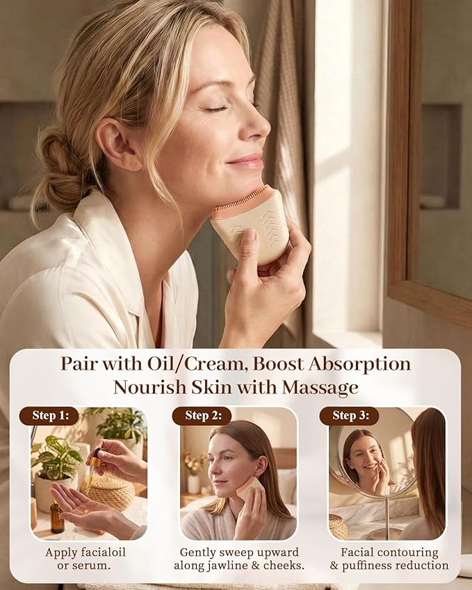 New Lymphatic Contour Face Brush, Silicone Face Brush for Lymphatic Drainage, Ergonomic Facial Lymphatic Drainage Brush for Chin & Neck, Sculpting & Lifting Facial Massage Tool, Reduces Puffiness