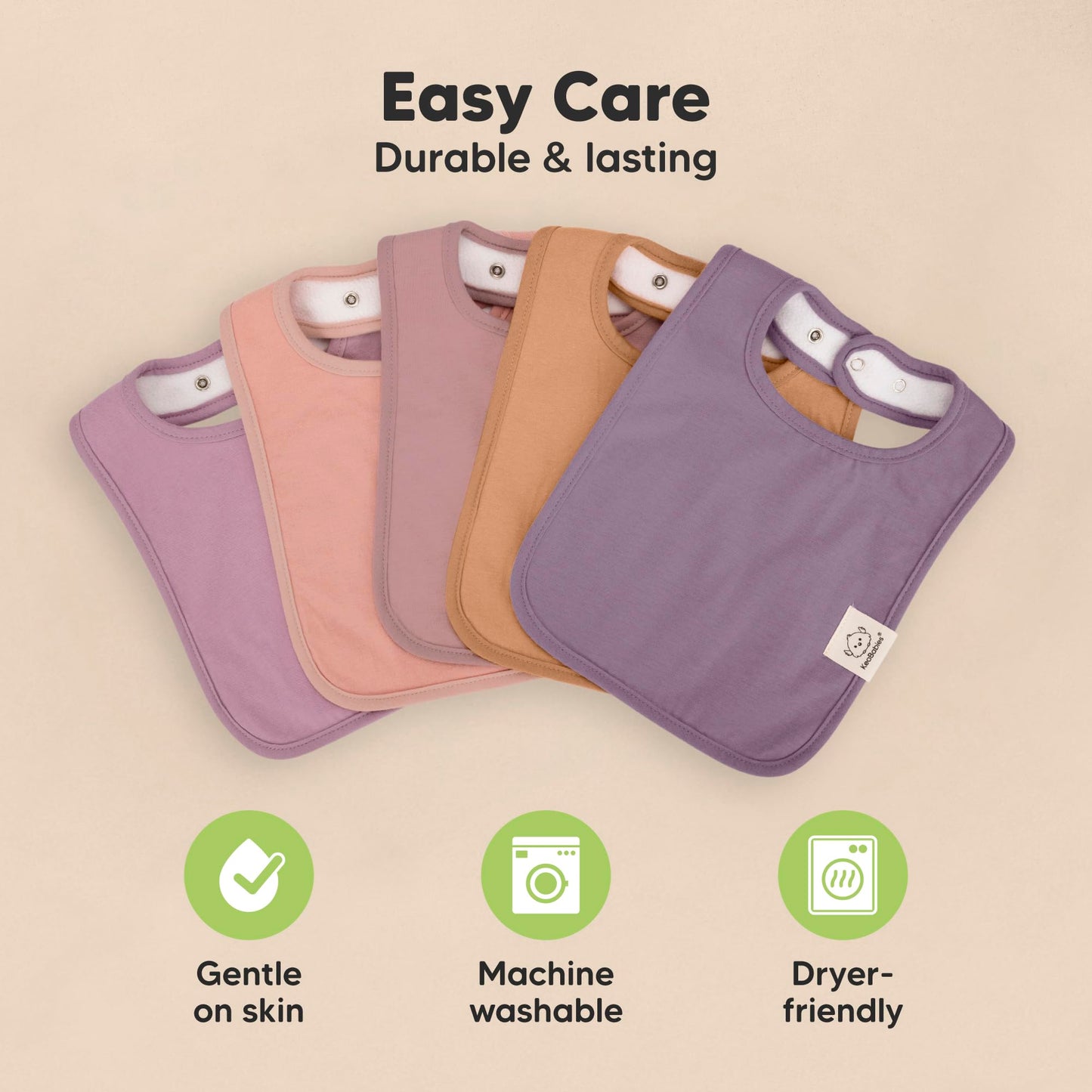 KeaBabies 8-Pack Organic Baby Bibs for Boys, Girls - Super Absorbent Cotton Drool Bibs for Baby Girl & Boy, Teething Toddler, Drooling Newborn, Ultra Soft & Machine Washable (Mauve)