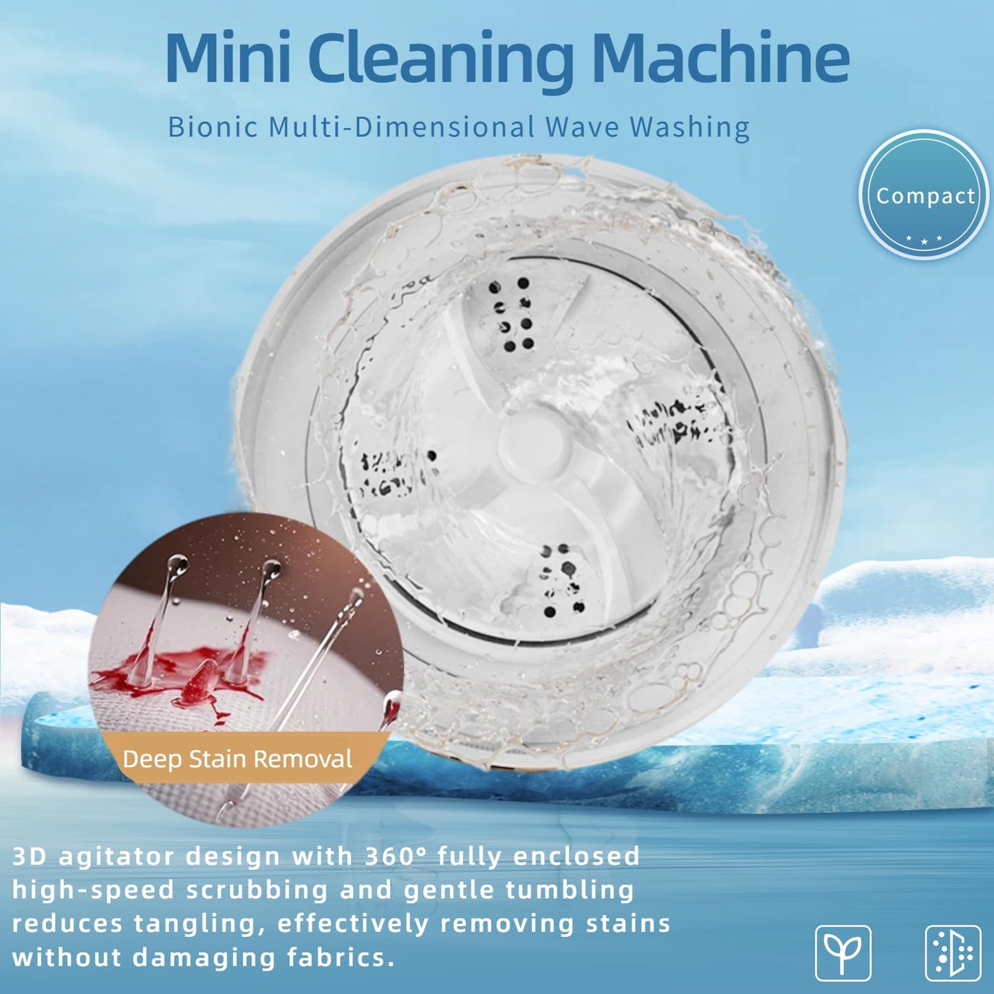 Ftruixang Portable Mini Washing Machine, White, 2L Capacity, Digital Touch Control, Compact Design for Underwear and Delicates, USB Rechargeable