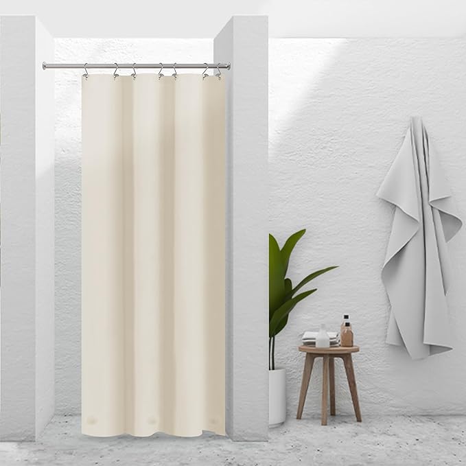 Barossa Design Beige Stall Shower Curtain Liner 36" W x 72" H - Waterproof PEVA Plastic Shower Liner for Small Bathroom Stall, Lightweight Bath Curtain with 3 Magnets & Metal Grommets - Beige